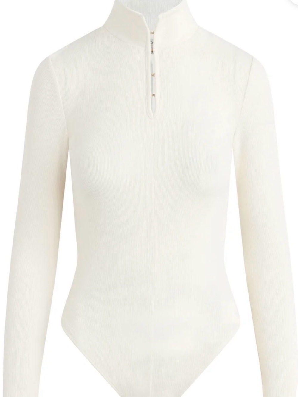 Hudson Ecru Ribbed Mock Neck Bodysuit Long Sleeve L NWT